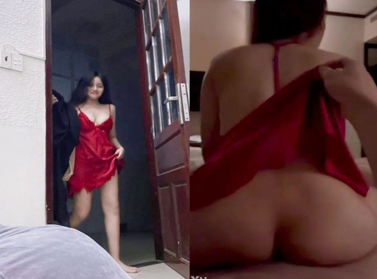 Bà Chị Họ Mặc Váy Đỏ Vác Bím Qua Đụ