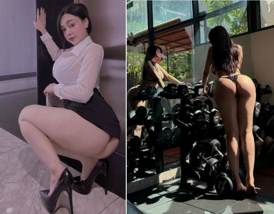 Gymer mông cong đụ nhau trong tư thế của một con chó
