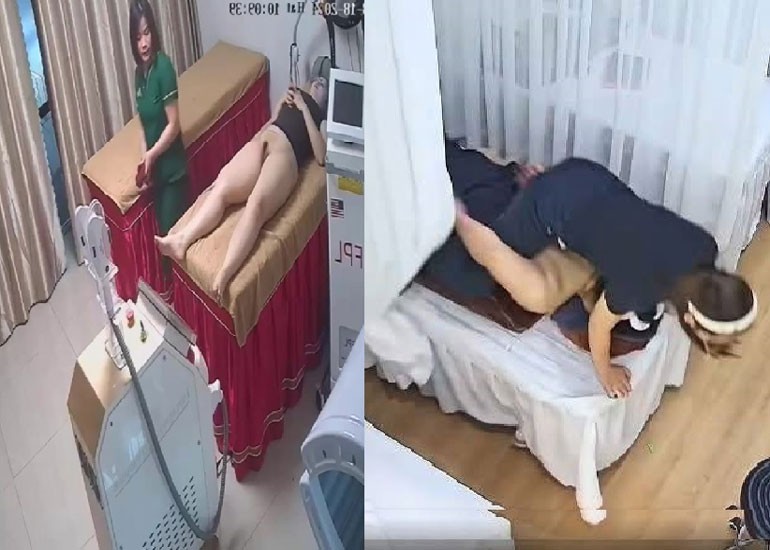 Hack Cam Tiệm Spa Nhân Viên Cạo Lông Lồn Cho Khách