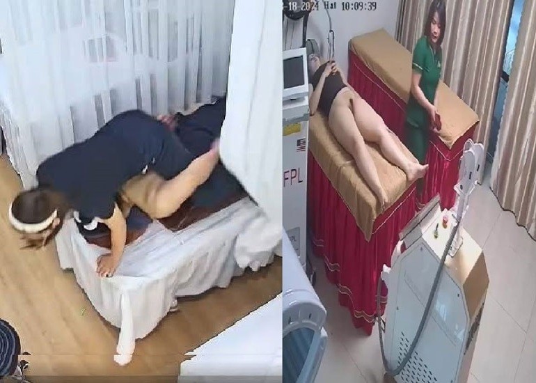 Hack Camera Tiệm Spa Nhân Viên Cạo Lông Bím Cho Khách